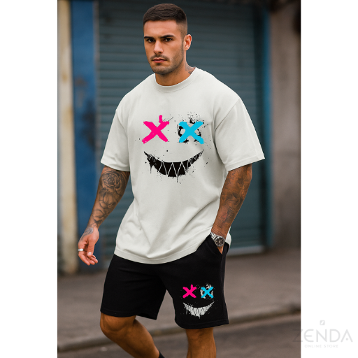 Conjunto Oversize Smile X – Camiseta + Pantaloneta